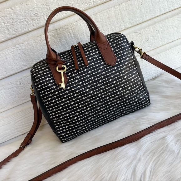 Fossil Handbags - FOSSIL Boston Satchel Sydney Rachel Carlie Monogram Satchel Crossbody